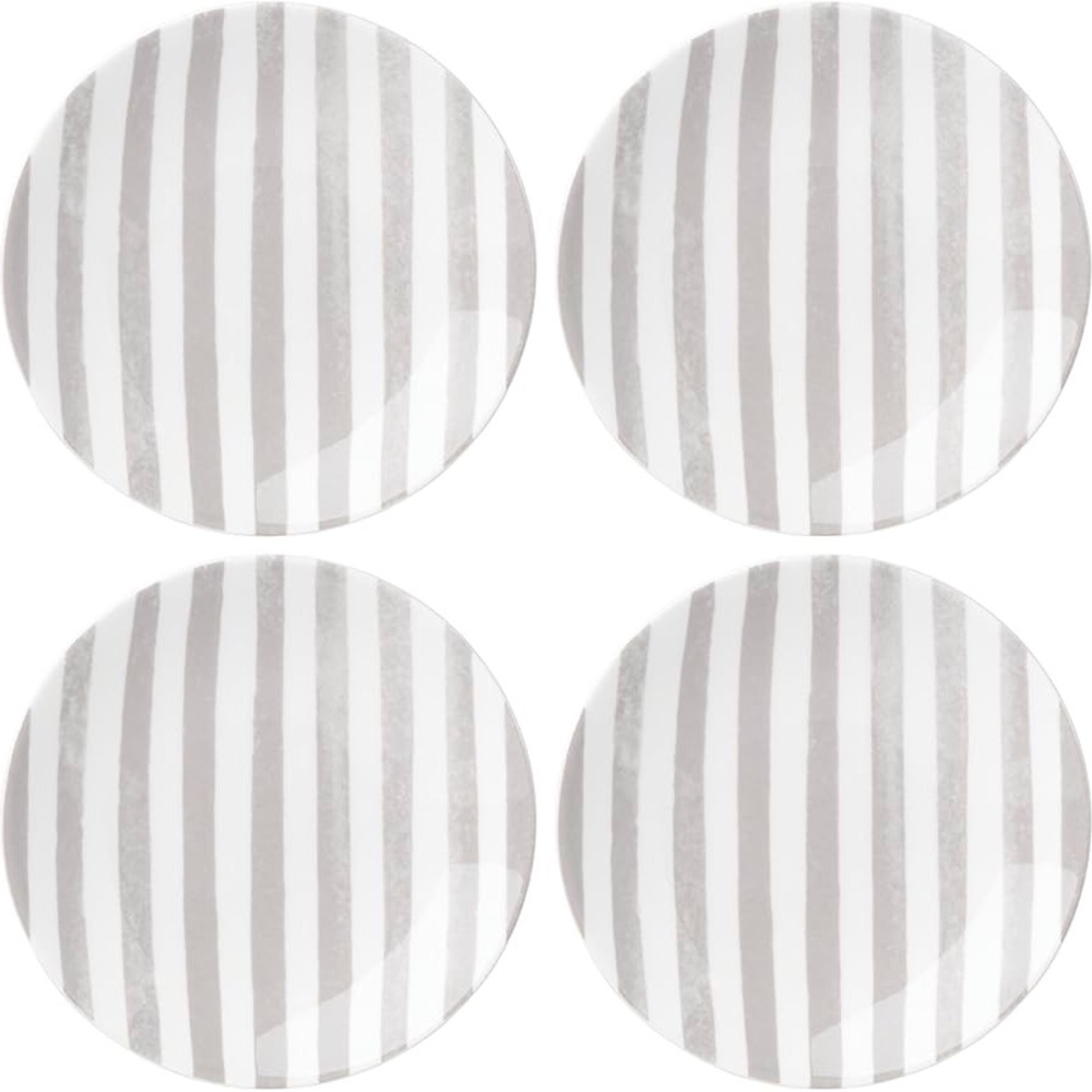 KATE SPADE Lenox New York Charlotte Street 4-Piece Tidbit Plate Striped Gray Set